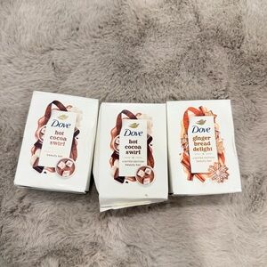 Lot Of 3 Dove Limited Edition Beauty Bars - Hot Cocoa Swirl & Ginger Bread